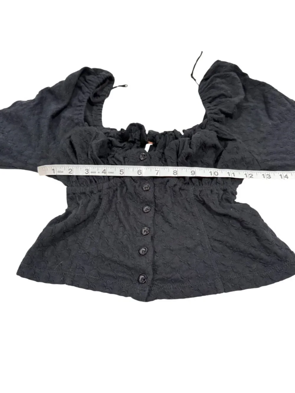Free People Ladybug Long Sleeve Sweetheart‎ Neck Top Black Size XS